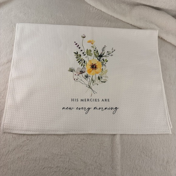 Other - His Mercies Are New Every Morning Christian Kitchen Towel Watercolor Wildflower